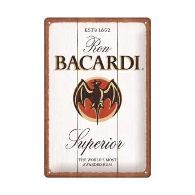 Bacardi - Superior White Wood reclamebord