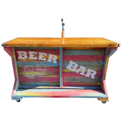 Huur: Mobiele houten beer bar in Ibiza stijl