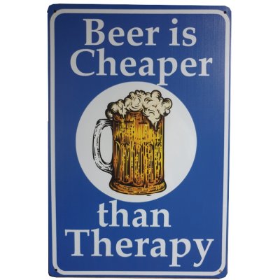 Beer cheaper than therapy reclamebord