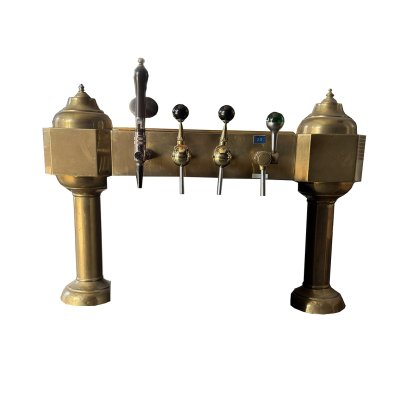 Occasion -Antieke brugzuil messing 4 kraans 