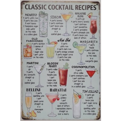 Classic cocktails recipes reclamebord
