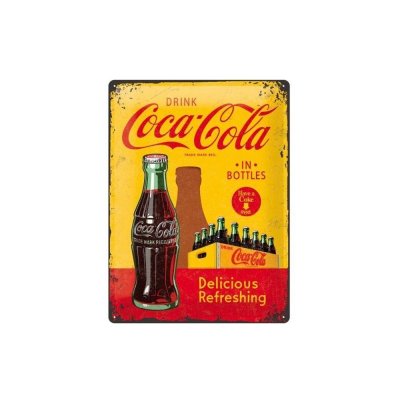 Coca Cola delicious refreshing reclamebord relief 40x30 cm