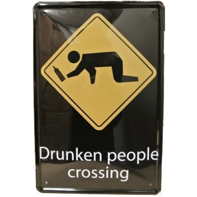 Drunken people crossing reclamebord