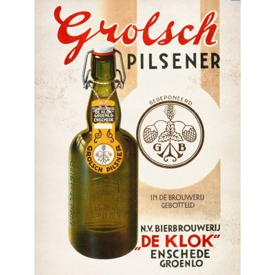 Grolsch pilsener reclamebord reliëf