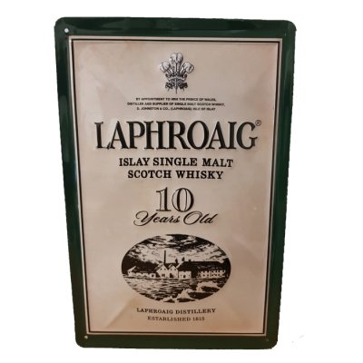 Laphroaig distillery reclamebord