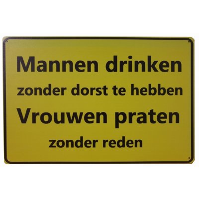 Mannen drinken vrouwen praten reclamebord