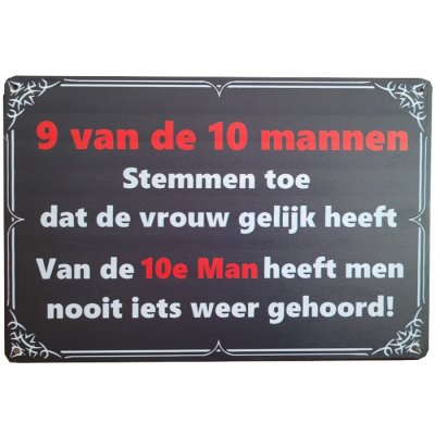 9 van de 10 mannen reclamebord