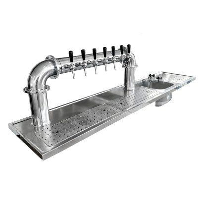 Occasion - Spoeltapblad 2500x500 mm Bak rechts met Brugzuil chrome 7 kraans