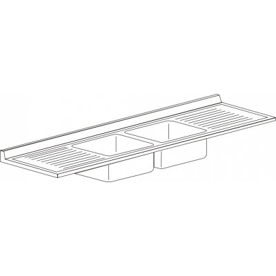 RVS dubbel spoelblad midden 700 diep