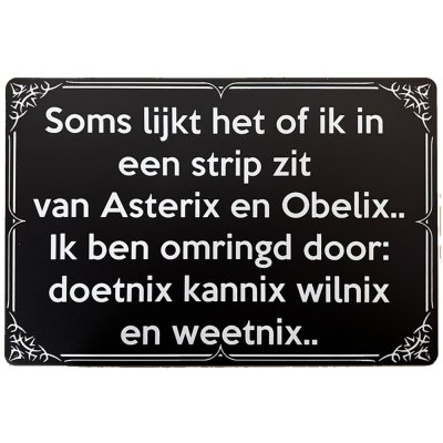 Strip van Asterix en Obelix reclamebord 20x30