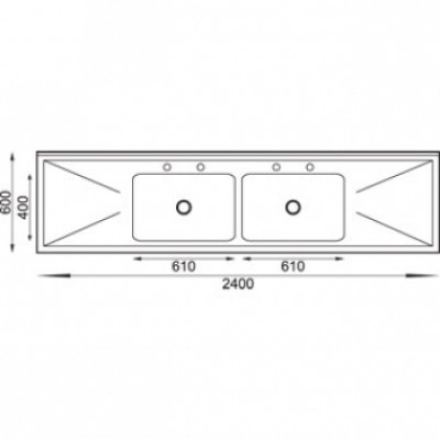 RVS Spoeltafel 2400x600x900