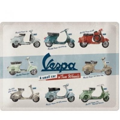 Vespa a small car reclamebord