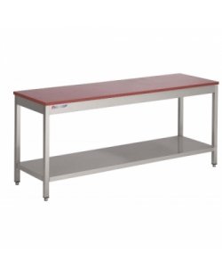 RVS Tafel met polyethyleen blad en RVS bodemschap 800 diep