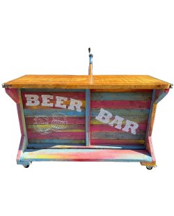 Huur: Mobiele houten beer bar in Ibiza stijl