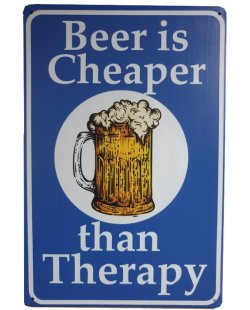 Beer cheaper than therapy reclamebord