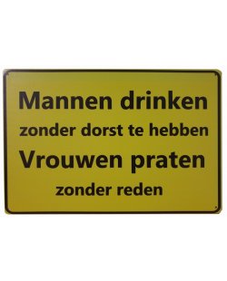 Mannen drinken vrouwen praten reclamebord