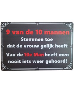 9 van de 10 mannen reclamebord