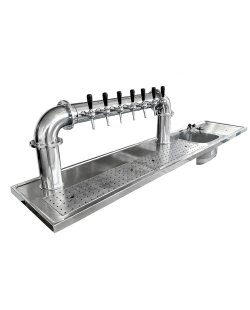 Occasion - Spoeltapblad 2500x500 mm Bak rechts met Brugzuil chrome 7 kraans