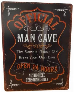 Official man cave reclamebord