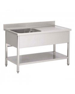RVS Spoeltafel met bodemschap 700 diep - 1 bak 