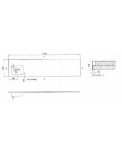 RVS Spoelblad 3140x750x40mm