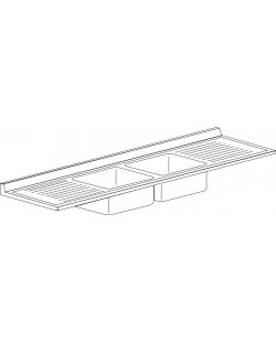 RVS dubbel spoelblad midden 700 diep