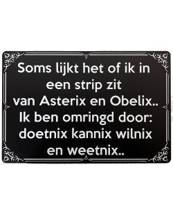 Strip van Asterix en Obelix reclamebord 20x30