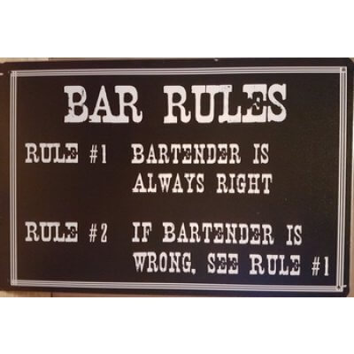 Bar rules reclamebord