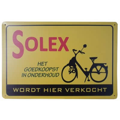 Solex wordt hier verkocht reclamebord