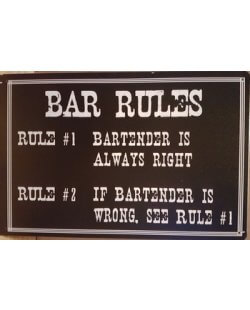 Bar rules reclamebord