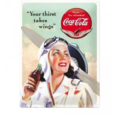 Coca Cola Takes Wings Lady reclamebord