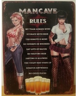 Mancave rules reclamebord