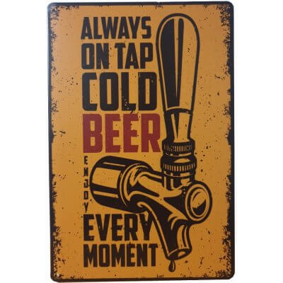 Always on tap cold beer reclamebord