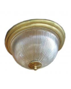 Showroommodel: Plafondlamp antiek messing met ribglas