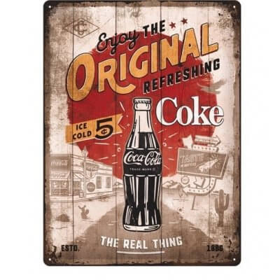 Enjoy the original refreshing coke reclamebord