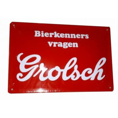 Grolsch reclamebord bierkenners relief 